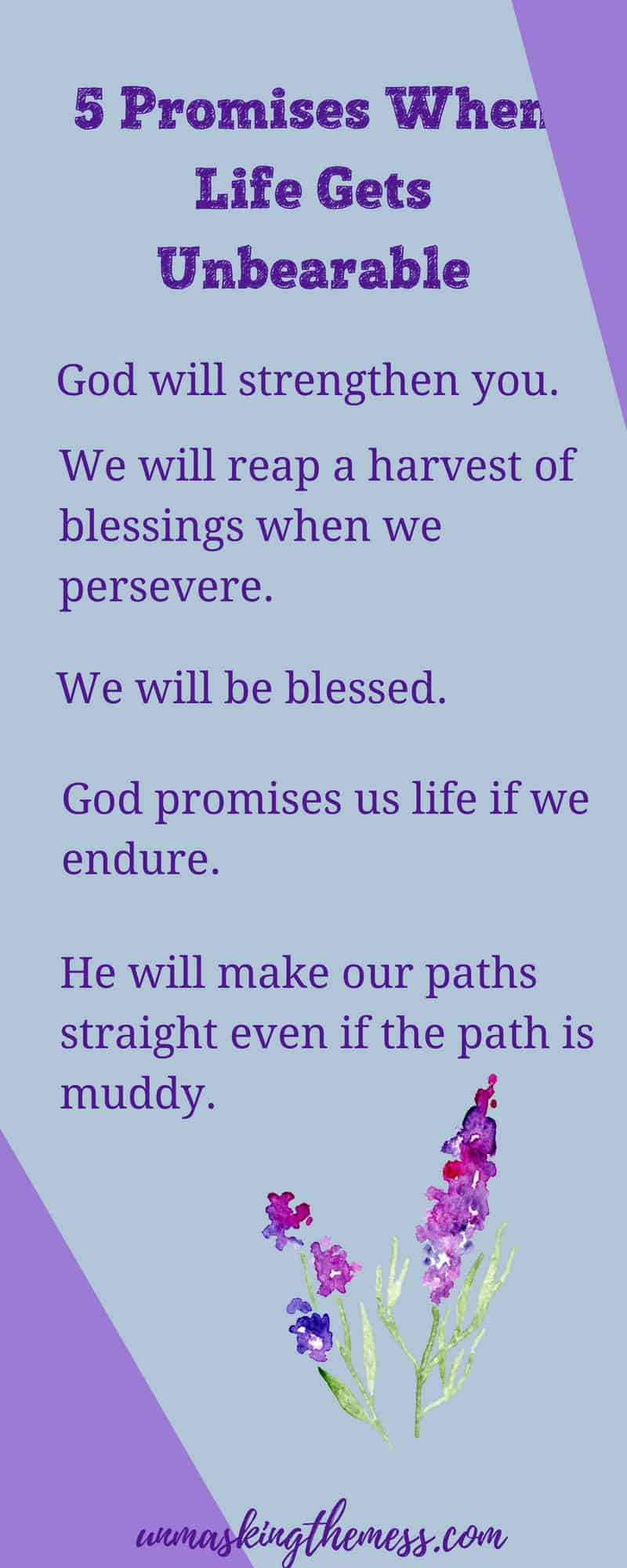 5 Promises When Your Life Journey is Difficult.When life is going well, I can walk this life journey in faith. When it gets hard, little accumulations cause me to want to throw in the towel. #God #strength #Christian #truths #choices