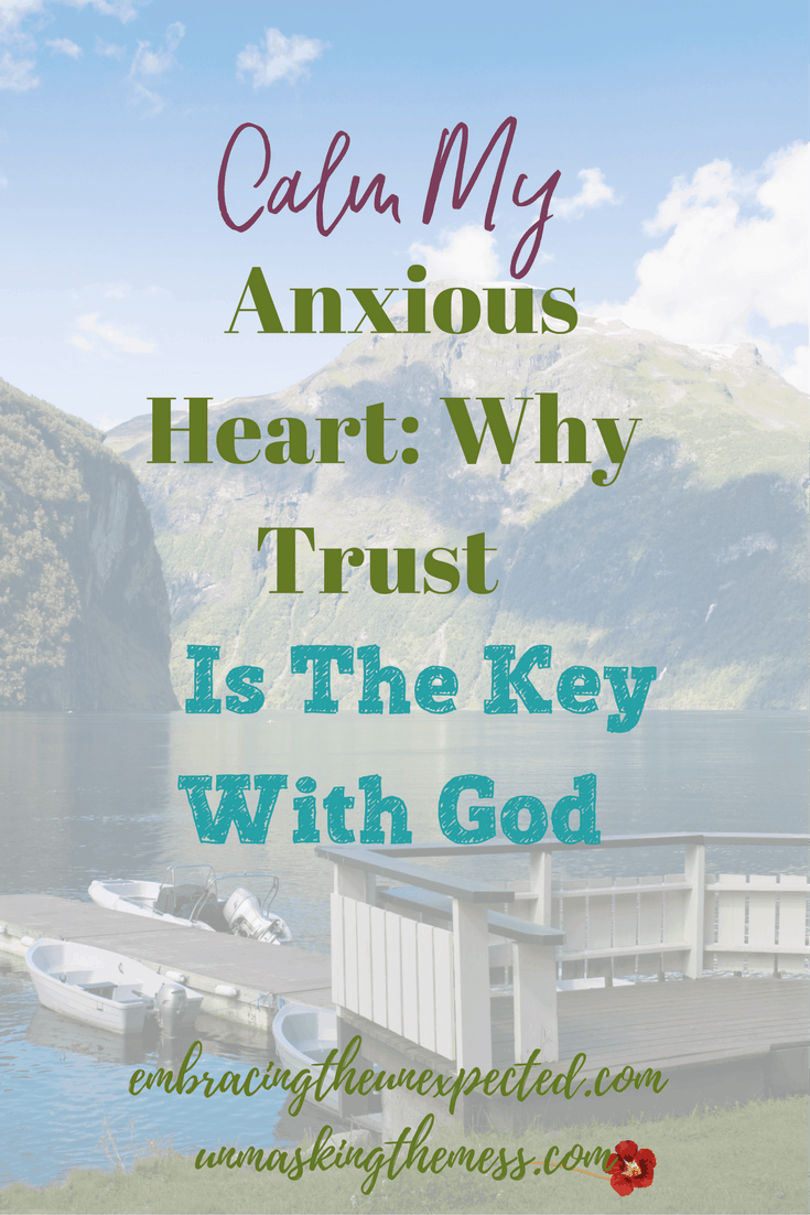 Calm my Anxious Heart- Why Trust is the Key with God. To "be still" doesn't mean sitting still but rather stop trying to control and figure everything out. God has us and we need to trust our lives to Him.#anxiety #bestill #trust #godsgirl