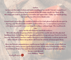 A Thanksgiving Prayer (Free printable prayer) – Unmasking the Mess
