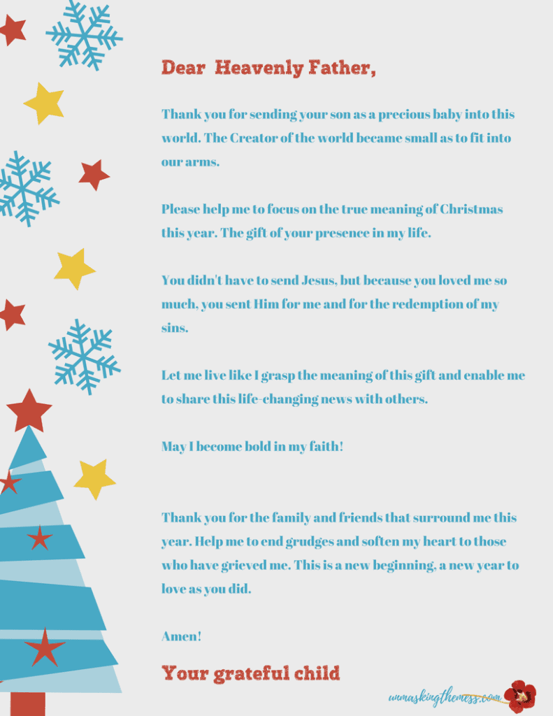 Merry Christmas *Printable Christmas Prayer and Print* – Unmasking the Mess