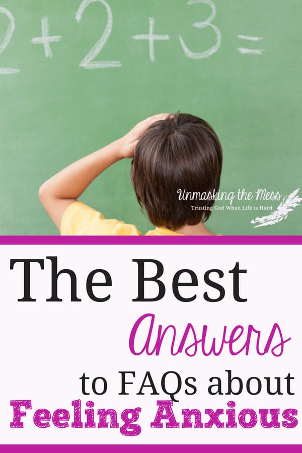 The Best Answers to FAQs about Feeling Anxious.We all have moments in our lives where we're feeling anxious. The problem is when we can't pinpoint the event making us anxious and it starts to negatively affect our lives. Here are FAQs and answers by a Christian Mental Health Therapist. #understandinganxiety #explaininganxiety #anxietyproblems #anxietydisorder #anxietytips